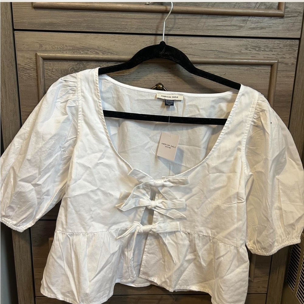 American Eagle Outfitters White Puff Sleeve Top